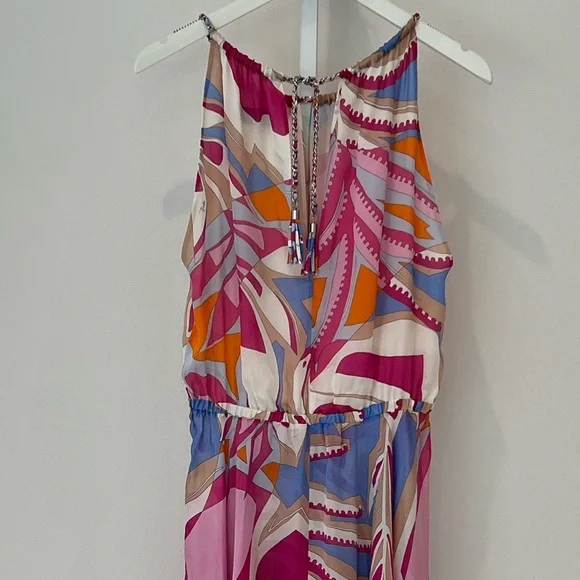 EMILIO PUCCI PINK MULTI MAXI SILK DRESS SIZE IT 40 / US 6